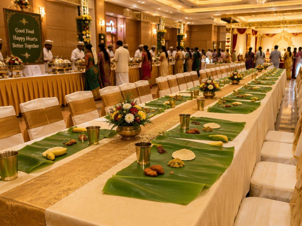 Dining hall set for a traditional feast